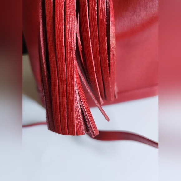 Borse in Pelle NWOT Bucket Bag Purse Red - Picture 8 of 12